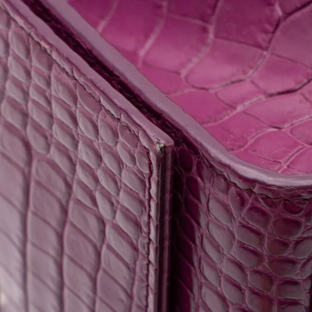 Saint Laurent Croc Embossed Leather Monogram Kate Tassel Small Shoulder Bag